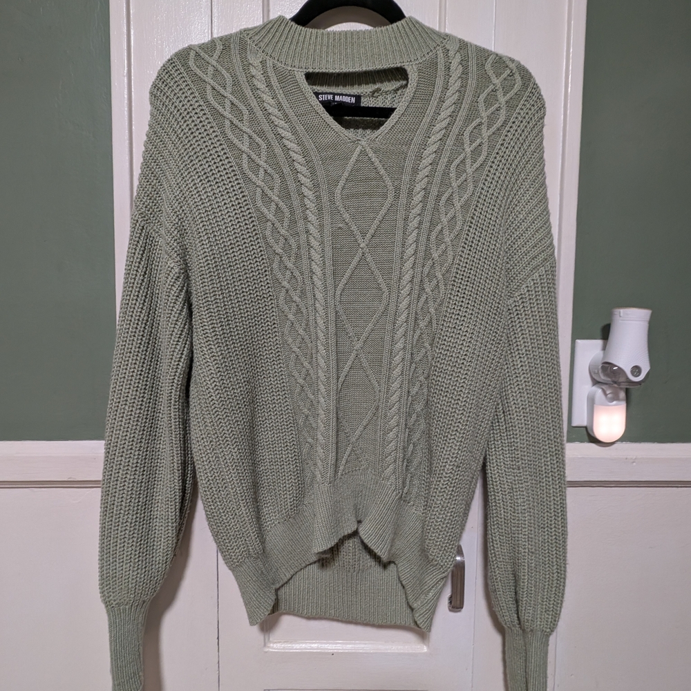 Steve Madden Green Cable Knit Sweater
